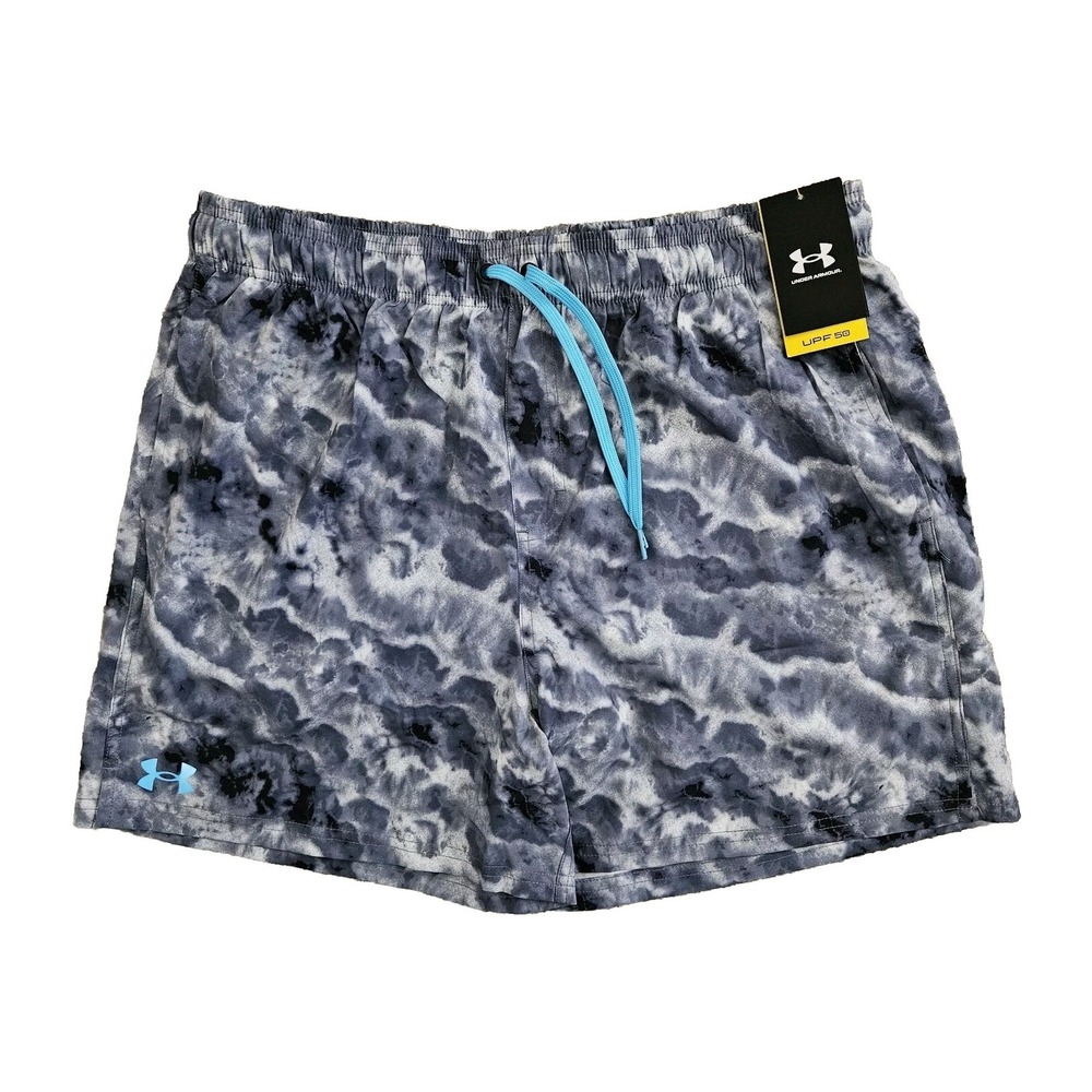 Under Armour Volley (Men's XL) Compression Lined Shorts Gray Tie Dye Athletic